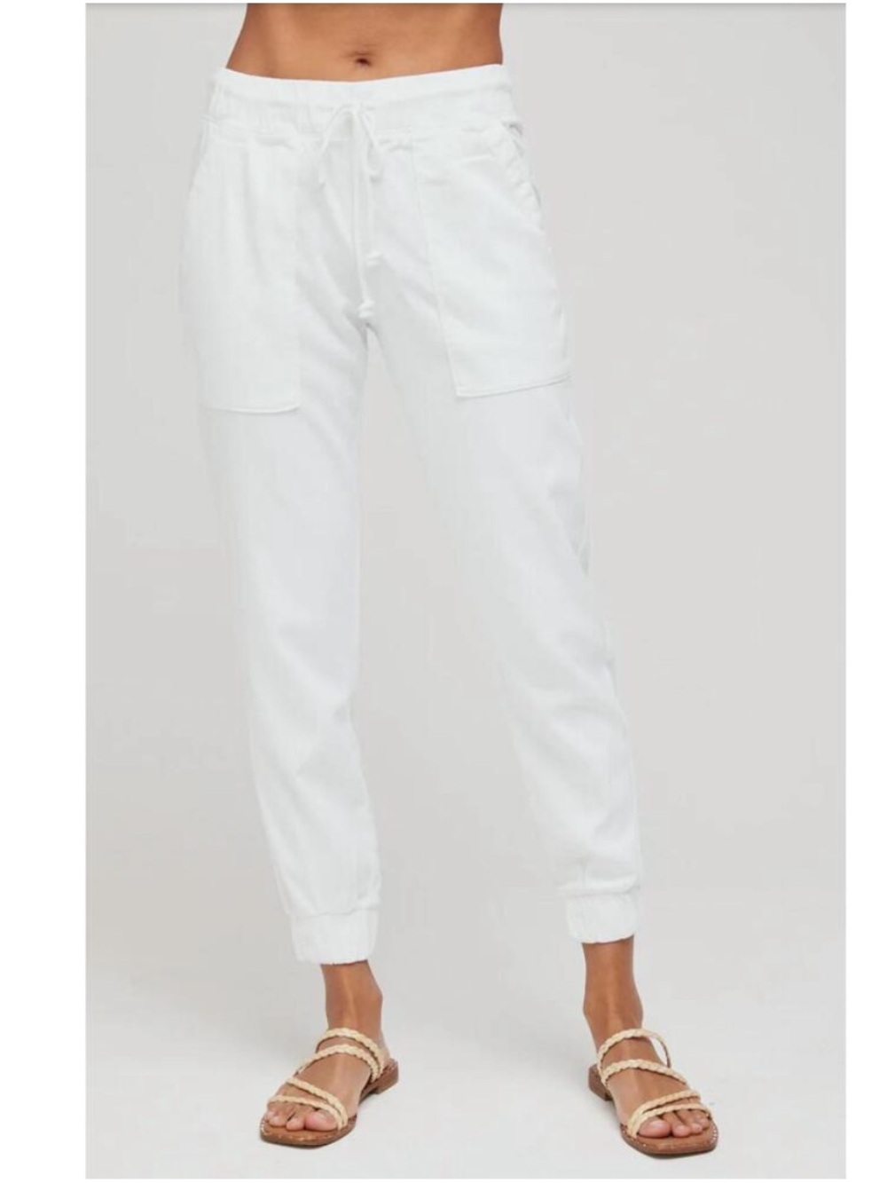 Bella Dahl White Drawstring Jogger Pants Lyocell Cotton Small